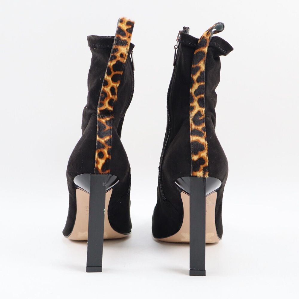 🔥SCHUTZ Benine Black Suede Pointed Toe Bootie Leopard Print 8US/38EU MSRP$198🔥 - Picture 5 of 9